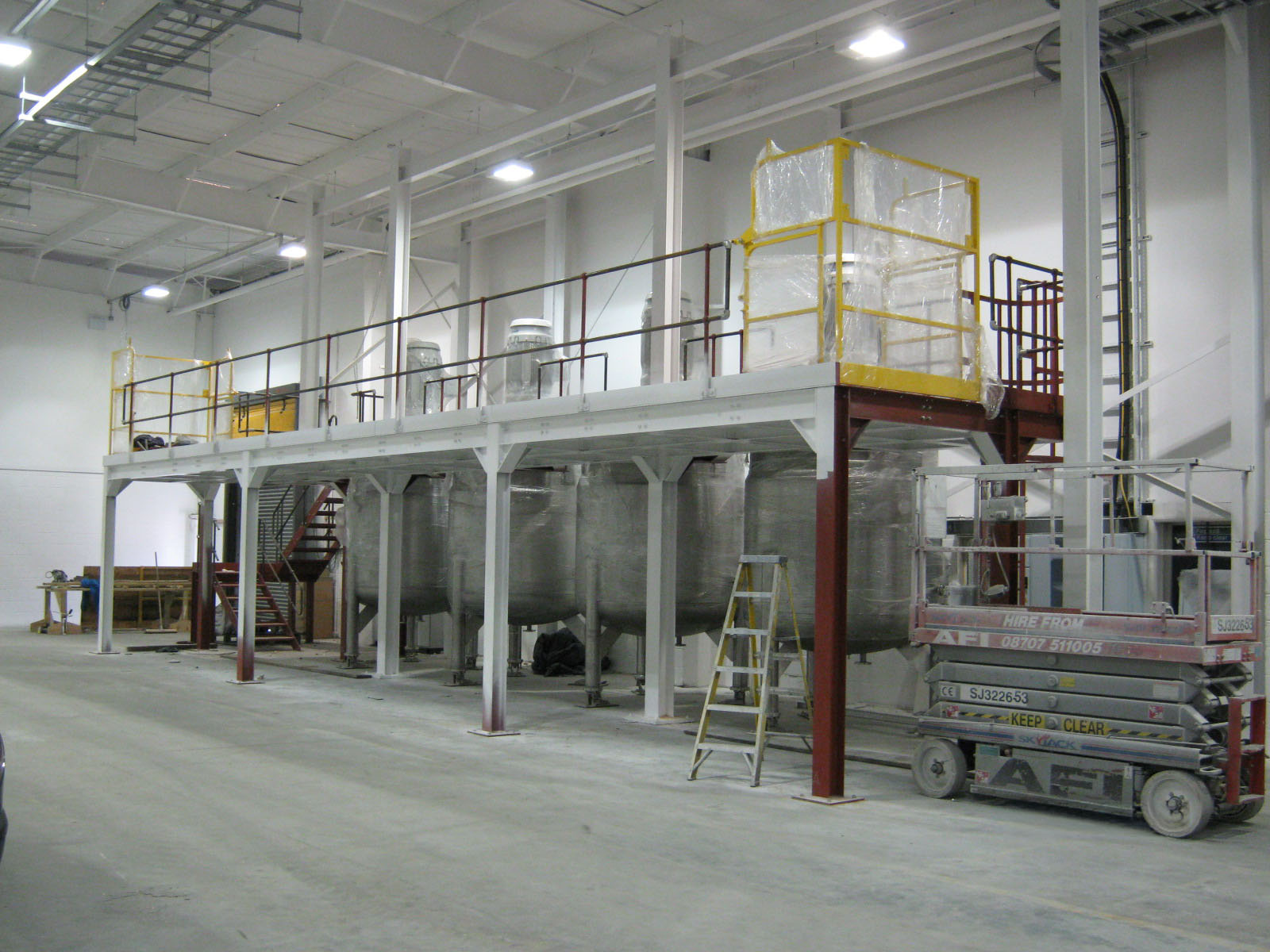 Mixers and mezzanine during construction phase