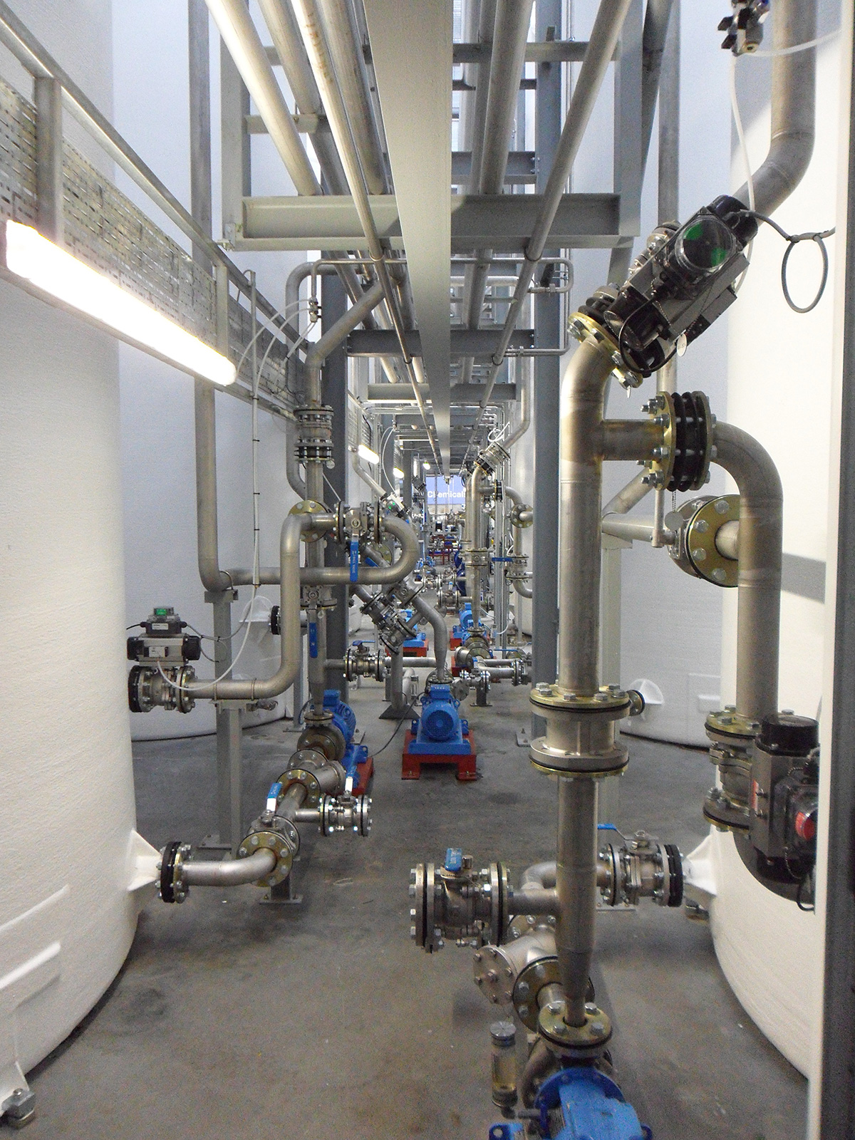 Additional view of assortment of pipework and product transfer pumps