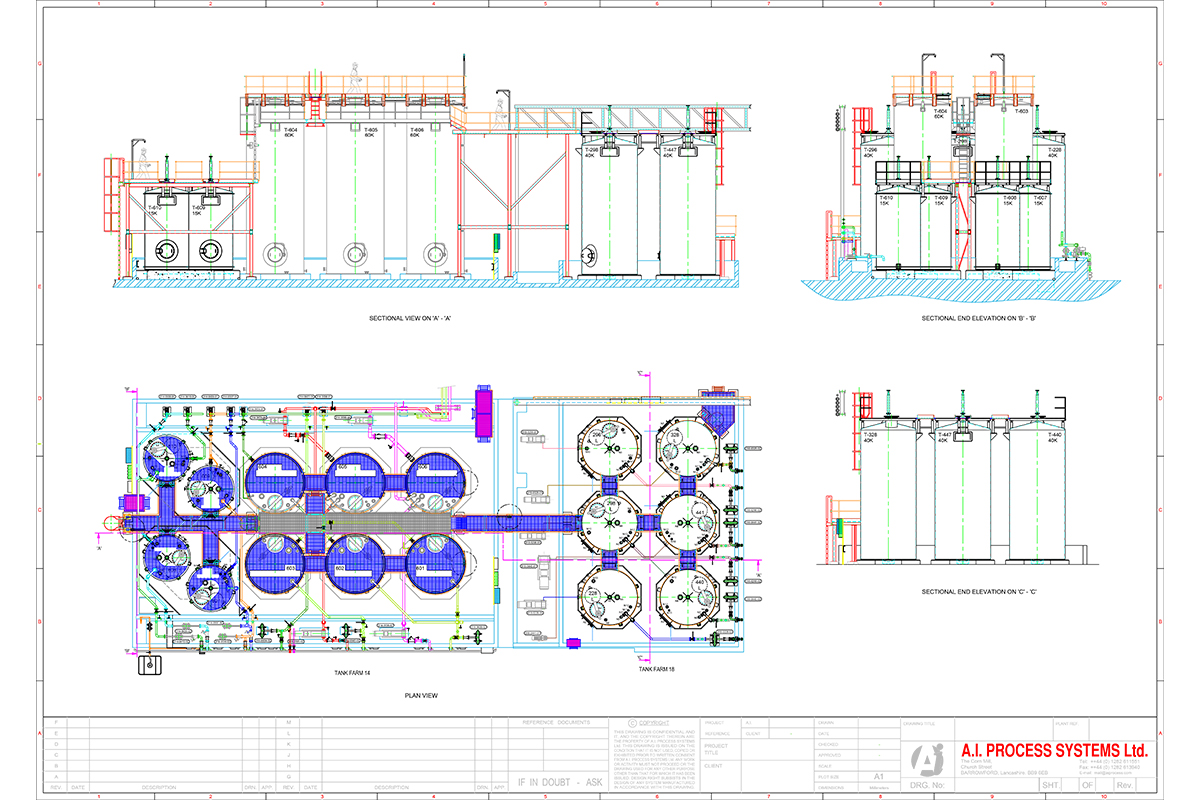 Highly flammable liquid and resin tank farm layout drawing