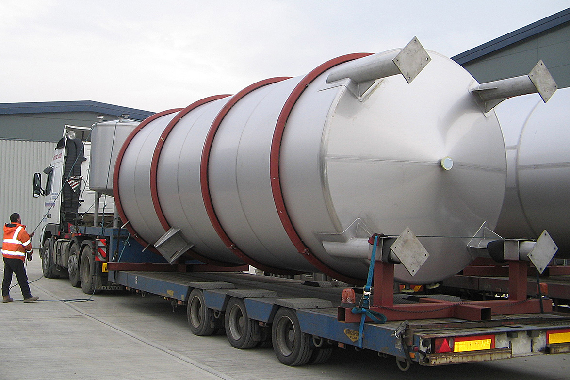 Road transportation of process equipment during factory relocation 