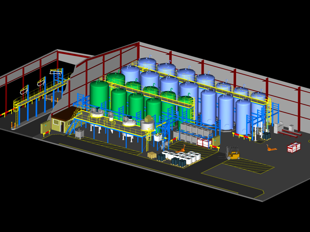 3D visualisation of factory overview